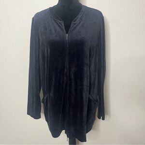 Pure J. Jill Women’s Black Velour‎ Zip Up Athleisure Jacket Sz XL